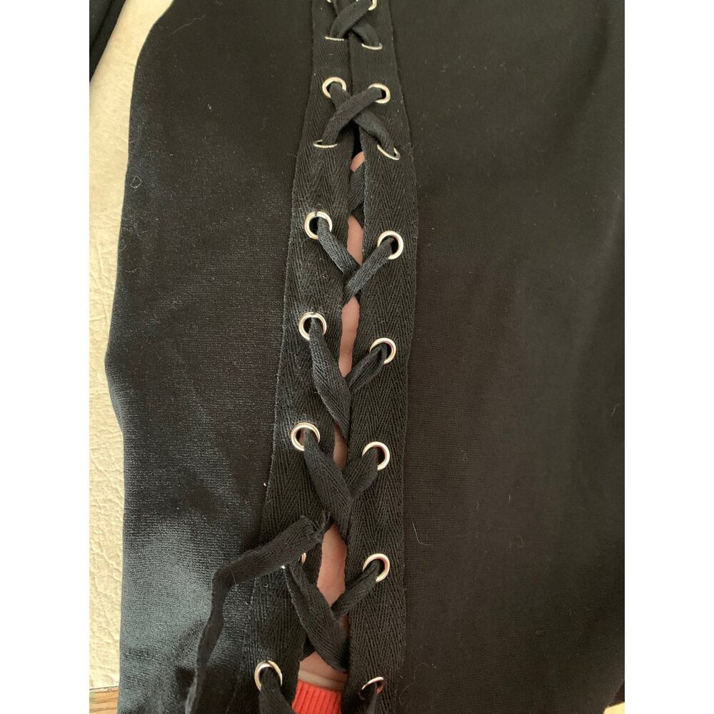 Windsor black lace up dress mini V neck new woman’s size small - Picture 7 of 10